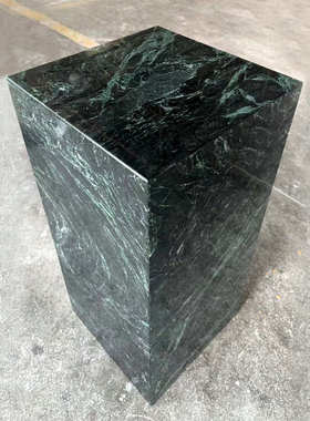 天然大花绿大理石花盆底座入户进门玄关高级感摆件落地装饰雕塑台