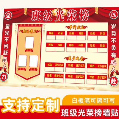 班级文化教室布置光荣榜墙贴