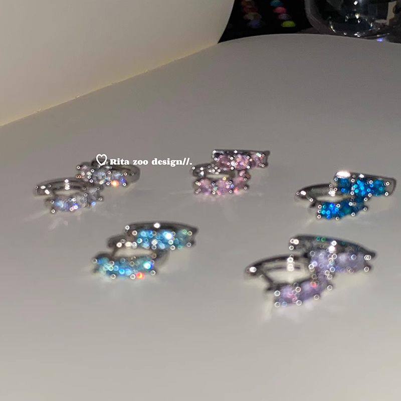 桃思竹 经典超闪彩色锆石5色小众ins素圈耳环耳圈叠戴双耳洞耳扣,饰品/流行首饰/时尚饰品新,耳钉,淘宝优惠券,粉丝福利购,淘宝优惠卷
