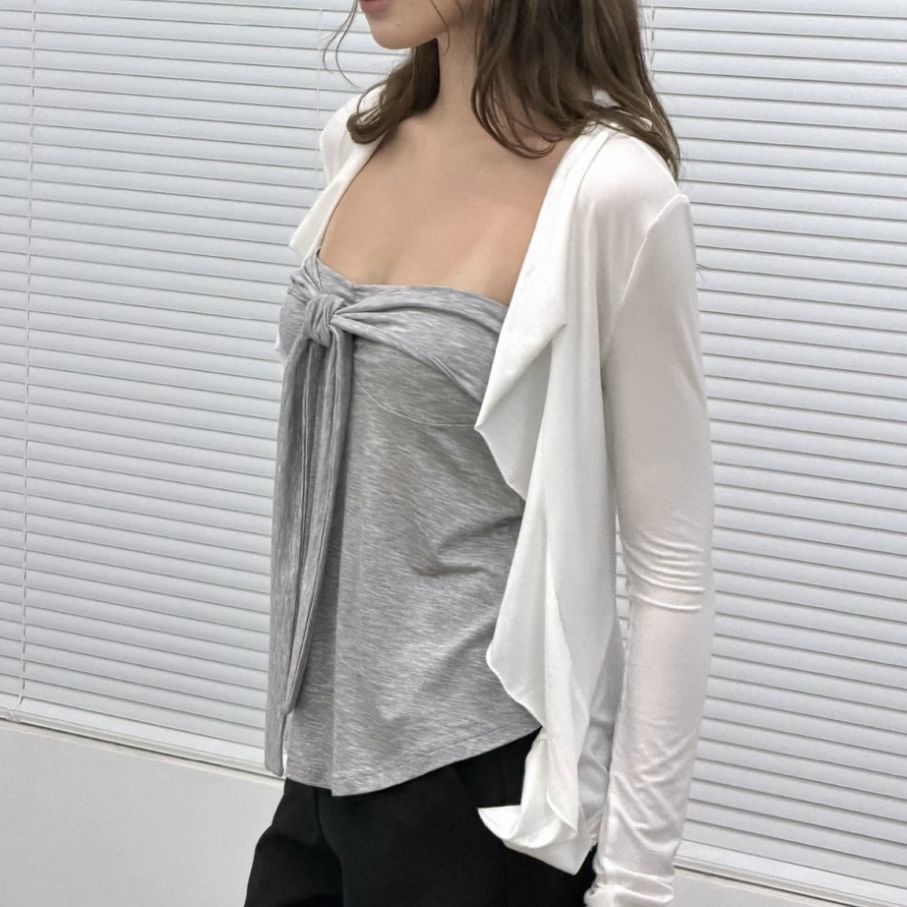 美式春夏荷叶边开衫抹胸