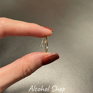 Alcohol Shop自制s925通体镀银锆石精致小众极简流星极细开口尾戒