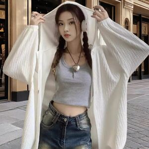 大码连帽设计感薄款防晒衣女夏季新款韩版宽松百搭防晒服上衣外套