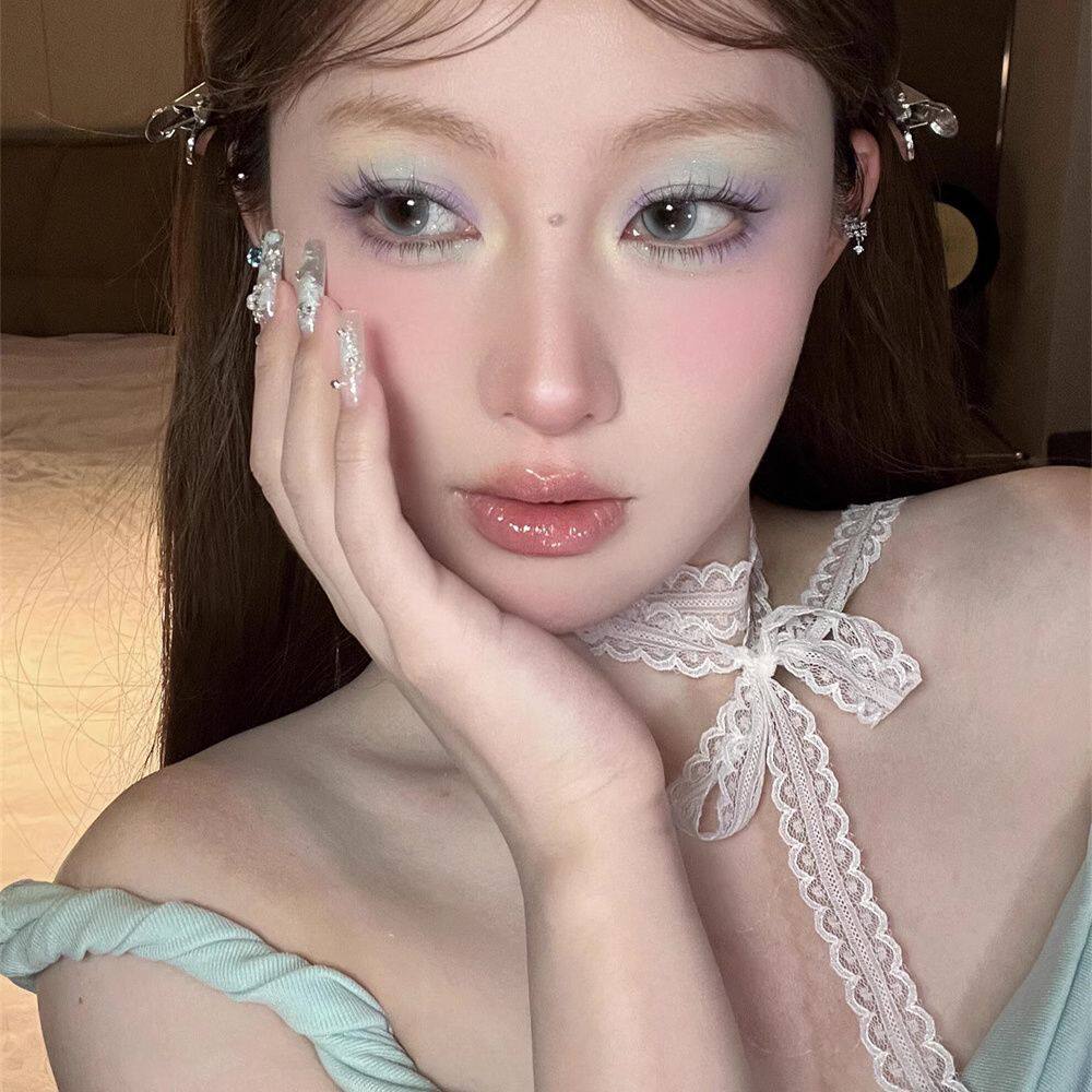 桃思竹叠戴蝴蝶结白色蕾