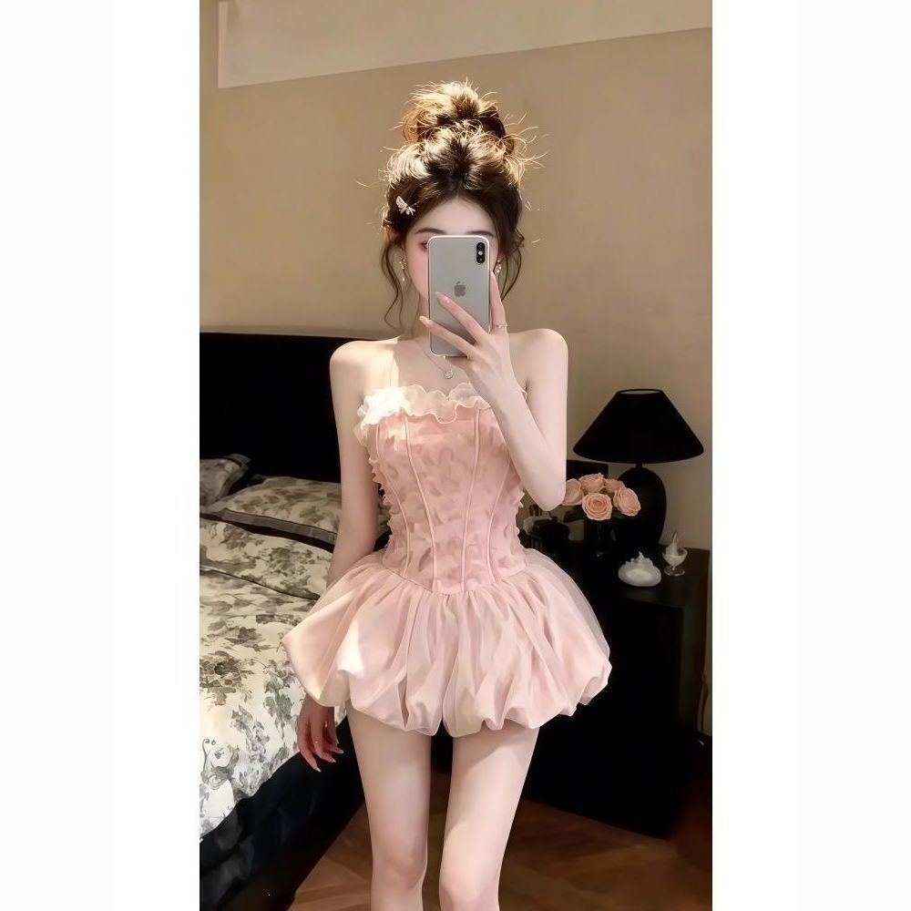 法式千金甜美抹胸连衣裙2