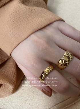 ins博主同款金色时髦指环