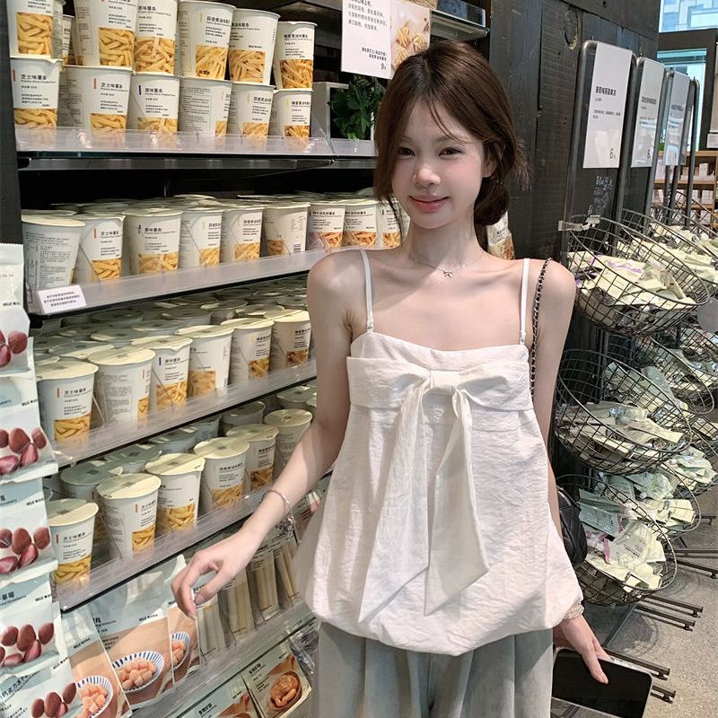 甜美风设计感蝴蝶结吊带