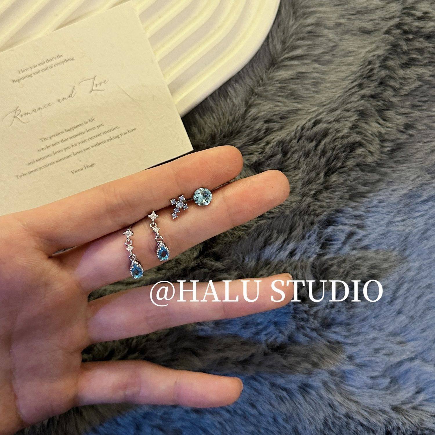 桃思竹 海洋泪滴”蓝色系精致小巧水滴十字架耳饰百搭耳骨钉,饰品/流行首饰/时尚饰品新,耳饰,淘宝优惠券,粉丝福利购,淘宝优惠卷