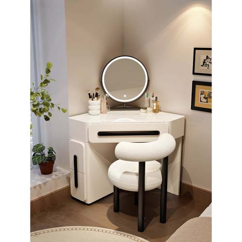 20新款5转角180梳2妆台卧室小型斗柜收纳一体实木墙三角角化妆桌