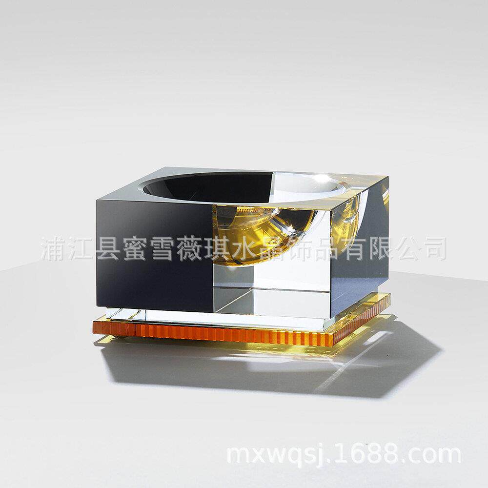 H814.5022新款水晶轻烟灰厂家直销家居摆件欧式缸奢2水晶烟盅