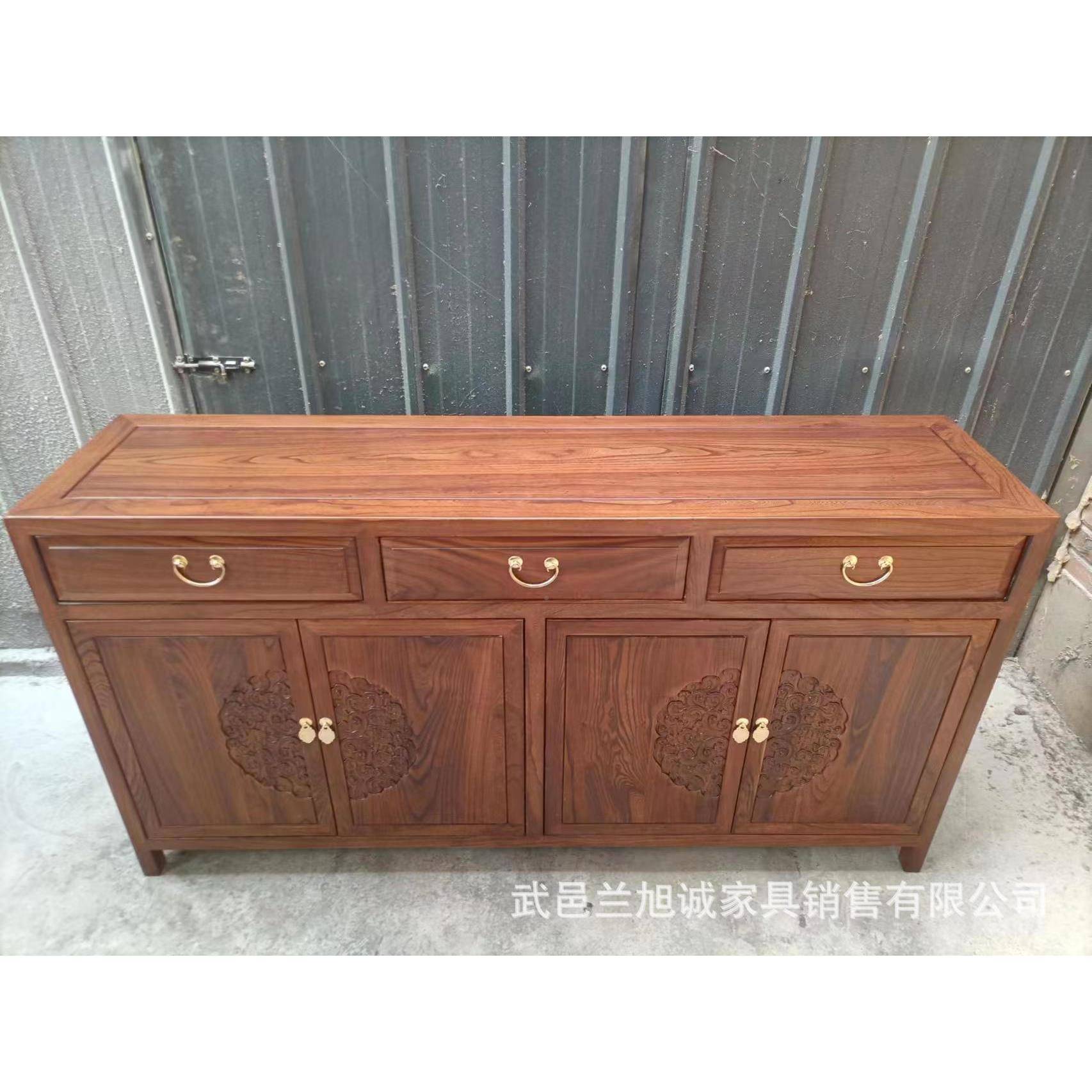 新中式餐边柜全常规厅实木客储物柜家用柜餐厅柜门玄关北榆木置物