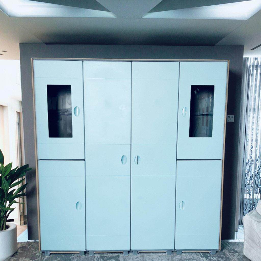 六门塑料衣柜船储物柜，电带面EPV板窗风，格用于卧室和用家具船