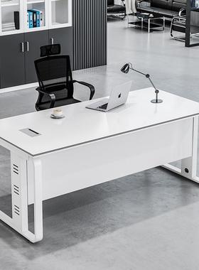 经理办公桌桌管老办板桌主白色电脑简约现代LZ-43113单人桌椅组合