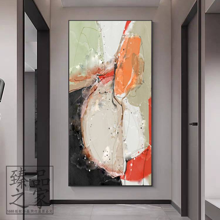 厂家直销玄关装饰画简约抽象艺术油画立体砂岩肌理画走廊过道壁画图片