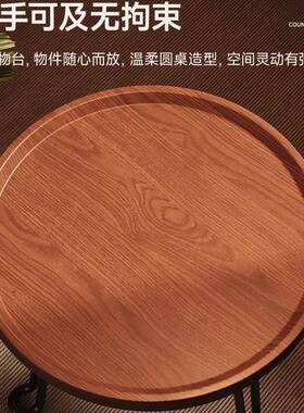 小圆沙桌移动茶几发几胡桃木角可折叠边边桌几阳台茶桌置物WIQ架