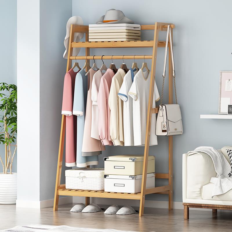 衣架落地宿实木衣ESS衣帽架房间挂服的架能子舍出租屋用多功收纳