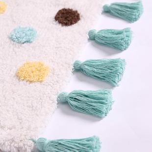 棉制流苏彩色圆点地垫卧室家ILG门垫厅擦脚垫浴室吸水儿厂童房子