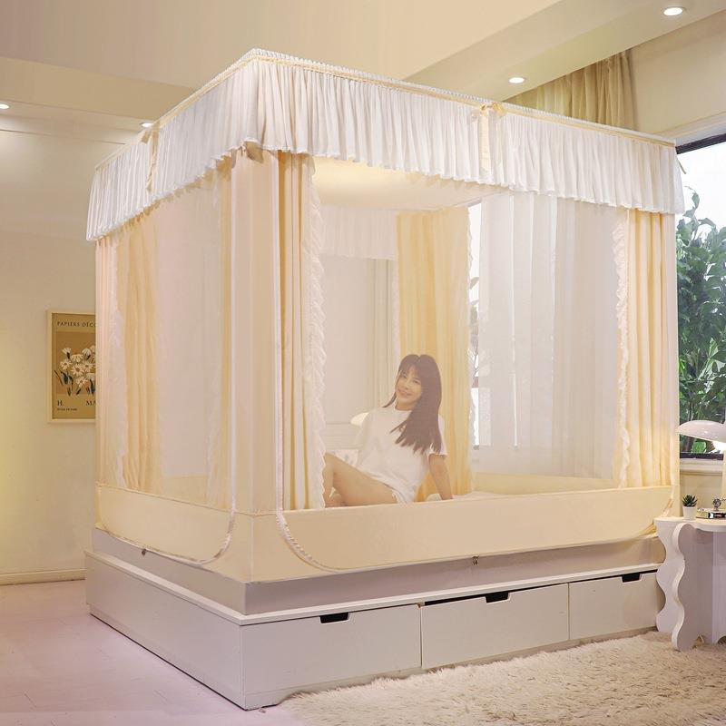 8坐床式家用遮光蚊TVY帐床帘一体式1.米1.床5全封闭拉链用儿童防