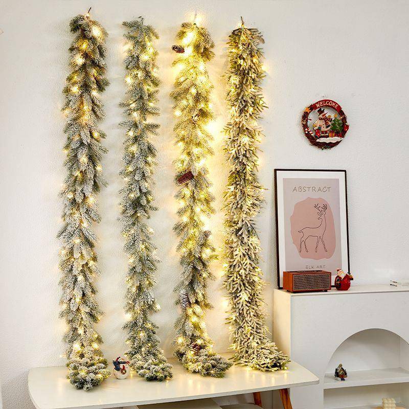 ILW圣诞节装饰植品仿真绒落藤条花环商置场门店场雪景氛围布栏杆