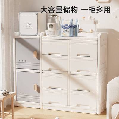 收纳柜宝宝用品置物架落地柜子多层衣柜一体婴儿喂养台儿童储物柜