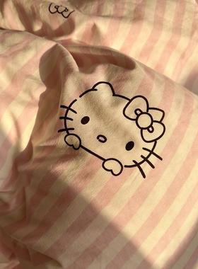 2025款水洗棉简约柔LVKKT猫四件舒套列加厚系磨毛学生宿舍三件套