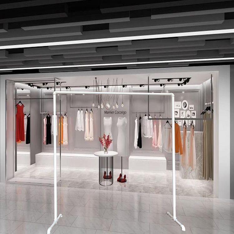 cs服装店衣架示展架架落地架铁艺龙门架水管货带架轮F75SJ5M8货架