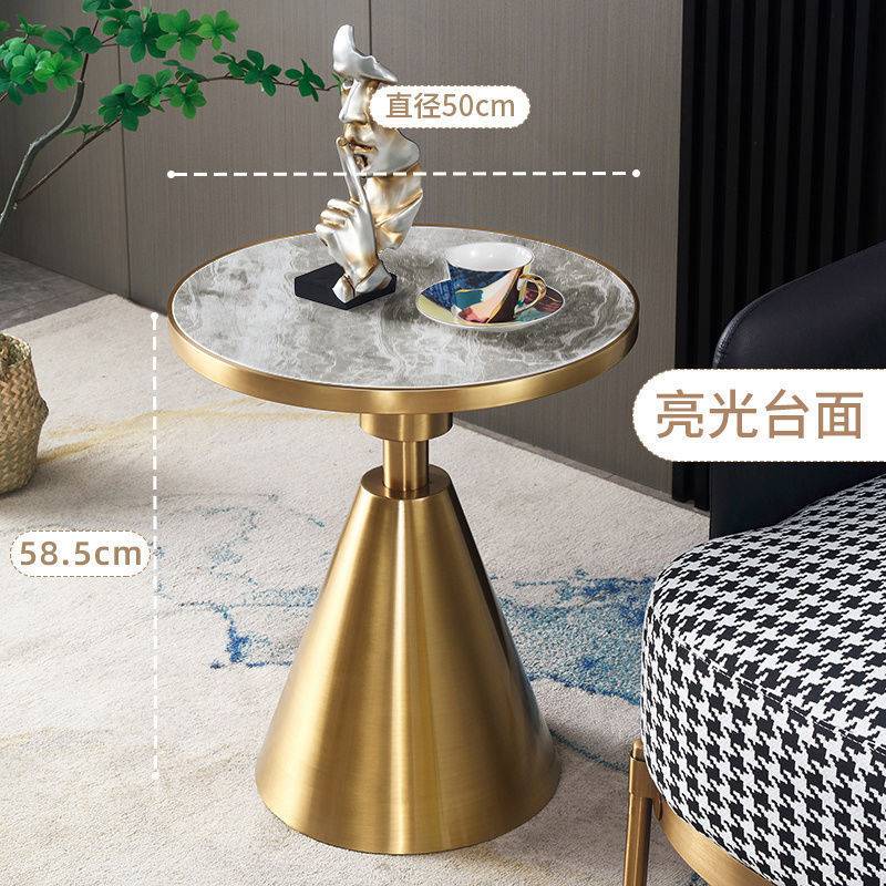 意式轻奢岩板茶几简约现代客厅沙发茶几边柜床头柜小圆桌家用茶