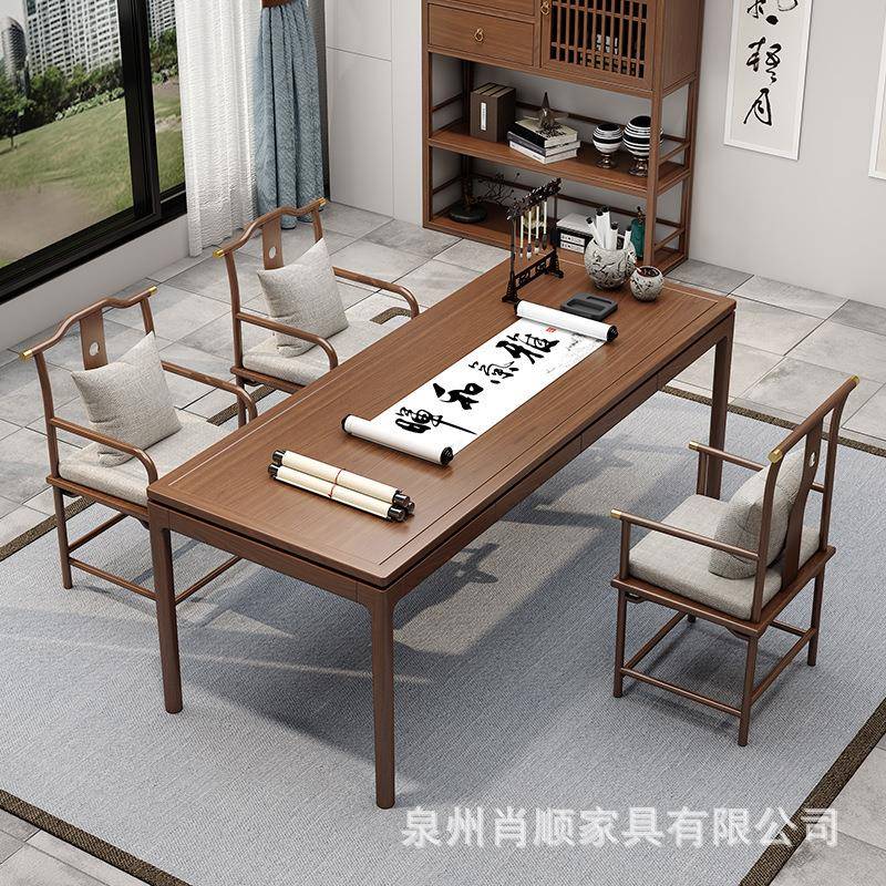 实木家用书房书法桌小户型设计师接待会客泡茶桌禅意书画桌
