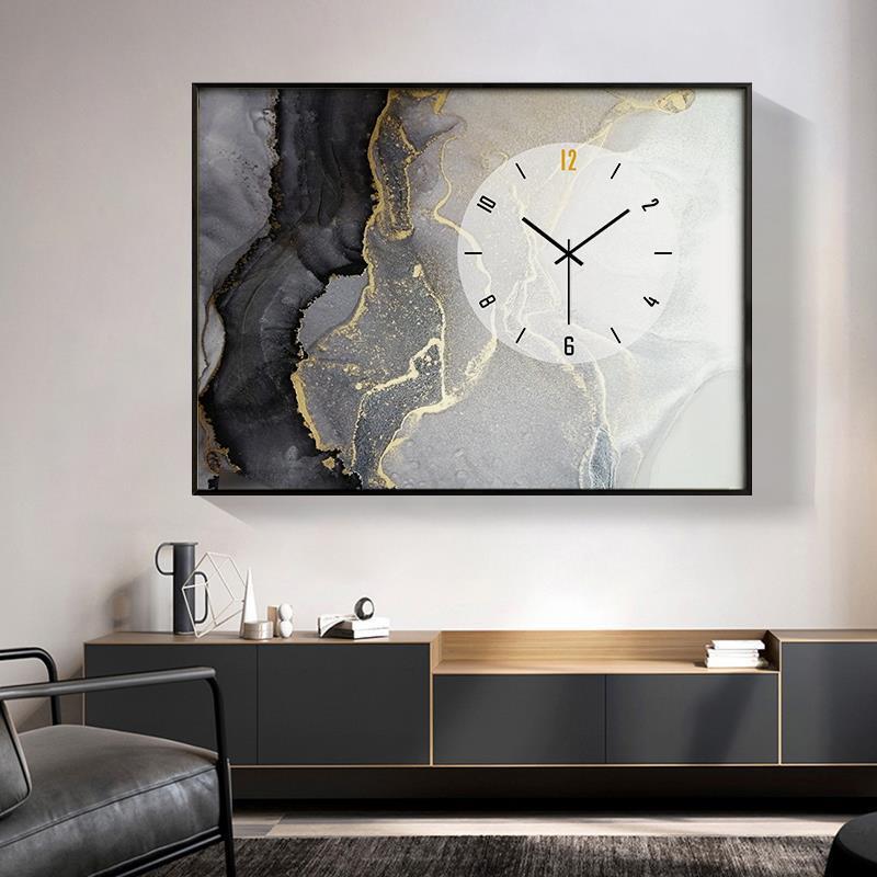 带钟表电表箱饰画竖款现代挡轻奢时钟钟挂创意遮空开配装CYF电箱