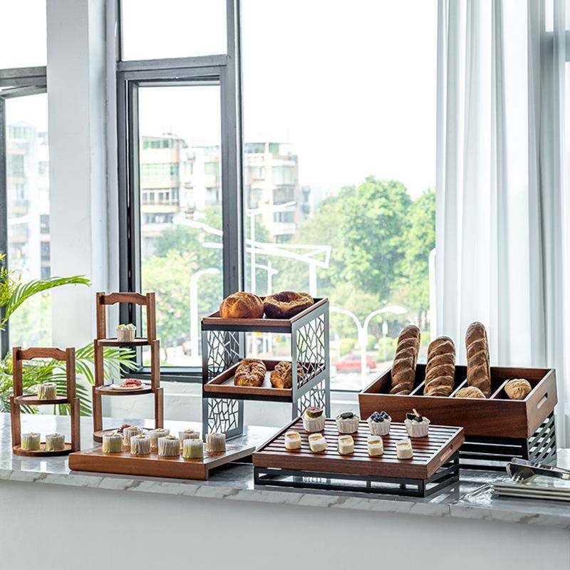 架甜品台展示架木质助餐点心子糕托盘面包框组合茶歇蛋自摆台OMN