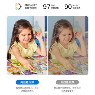 全谱间吸顶灯防蓝光高指显奶油风卧室灯创意899男光孩女孩圆形房