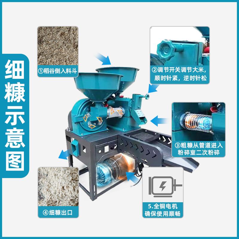 松ll劲新款细糠碾米机家OOE用小型精米比皮重去石打剥谷机水稻脱