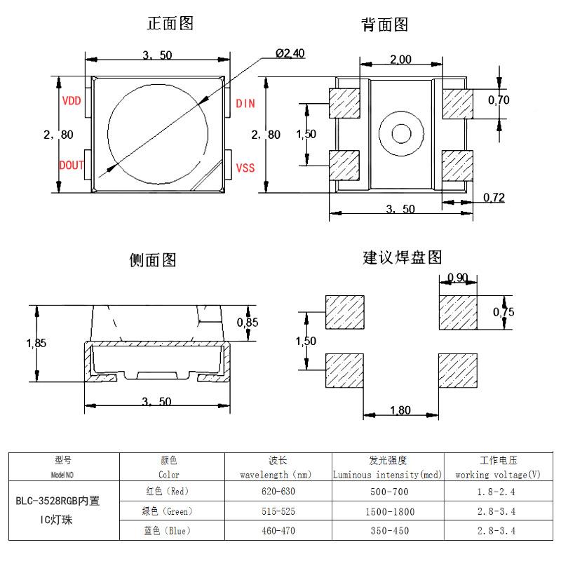 522HLX8幻彩珠内置IC可编程单点单控led贴片WS812B灯528彩氛全围