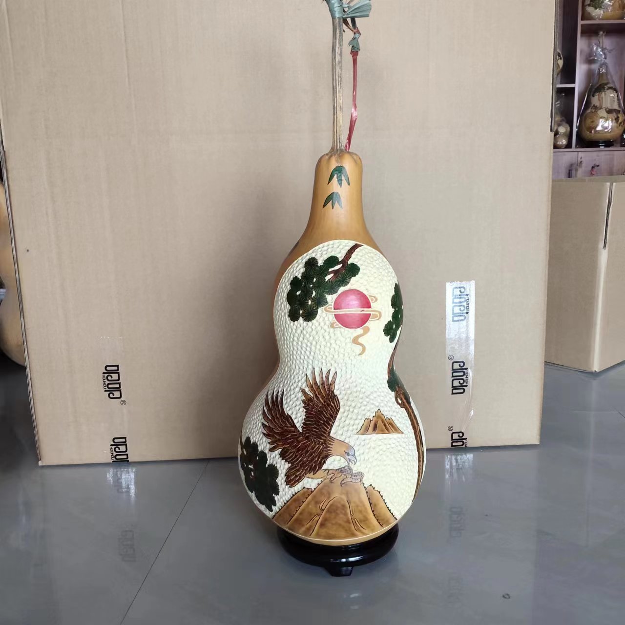 天然大葫芦 天然手工烙画彩绘雕刻大葫芦 手工烙画大葫芦大
