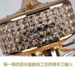 厅吊村扇灯乡复式 aokool美式 古欧铁叶客厅风扇餐JQA灯水晶led灯具