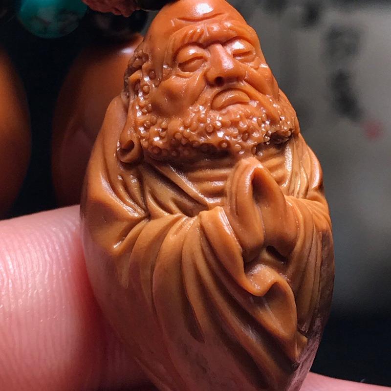 橄榄核八棱达摩手持油HXY164A-持橄榄胡手工雕刻包衣达十摩橄榄核