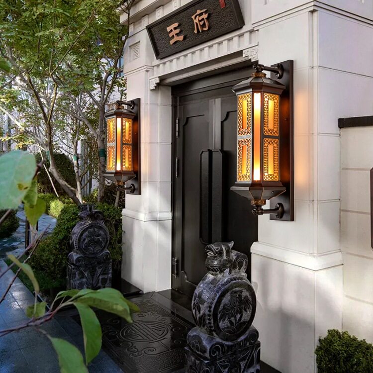 中古风户外壁灯防水庭院灯中式室外阳台灯家用别墅大门两侧外墙灯