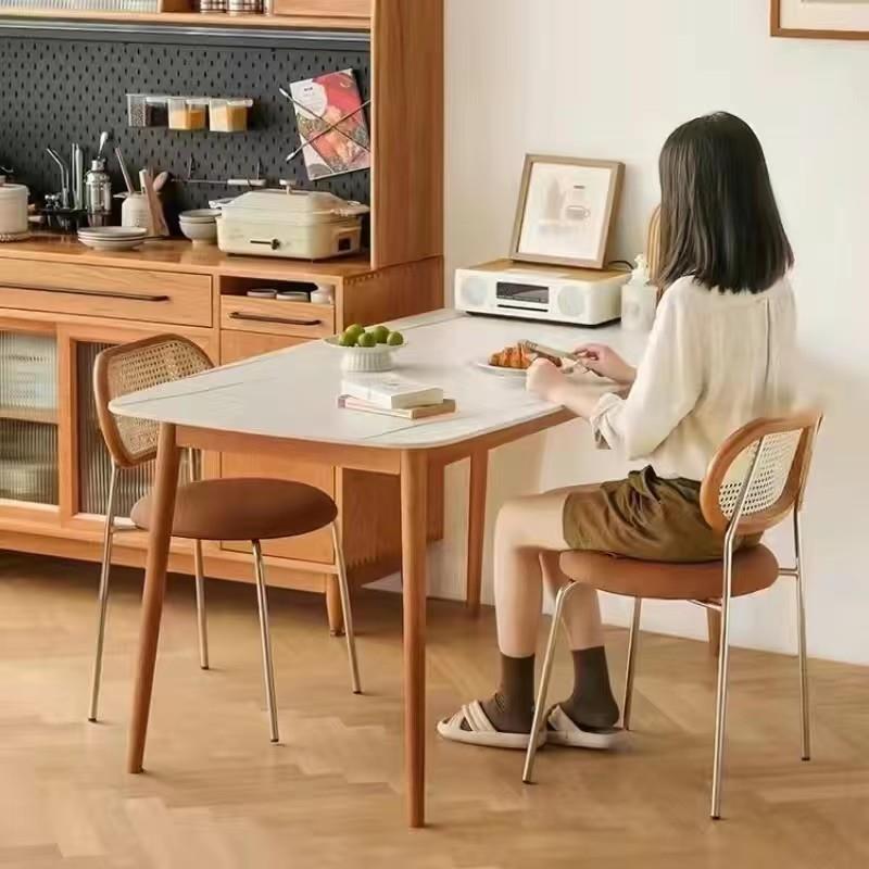 中古藤编子网红i档n仿实木背餐椅现代简约家用椅阳台餐厅高靠sZFX