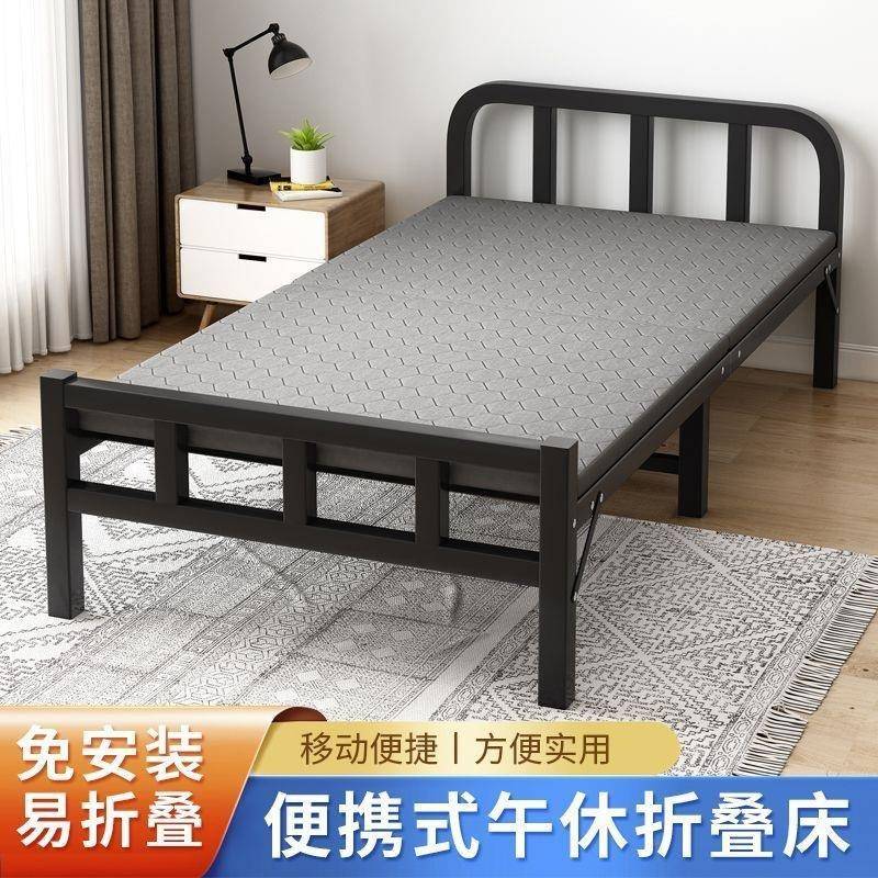 钢折叠床单人床拼双人床家用硬板床折NGV简易接床铁艺木床成人1米2叠