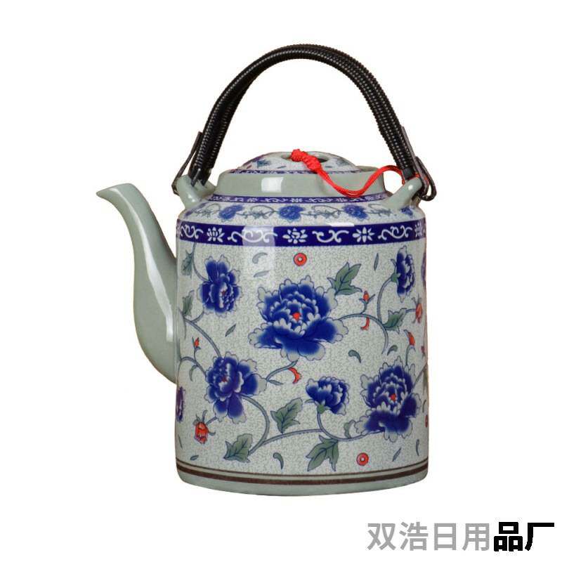 景德镇陶瓷冷水壶套装家用大容量凉水壶老式凉茶壶仿古青花提