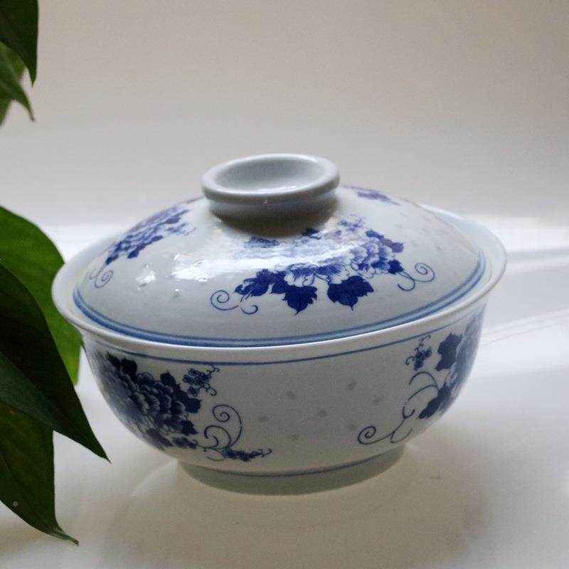秋碗冬餐具LI-001陶瓷套中式装青花器玲珑圆形和合釉下彩带盖四菜
