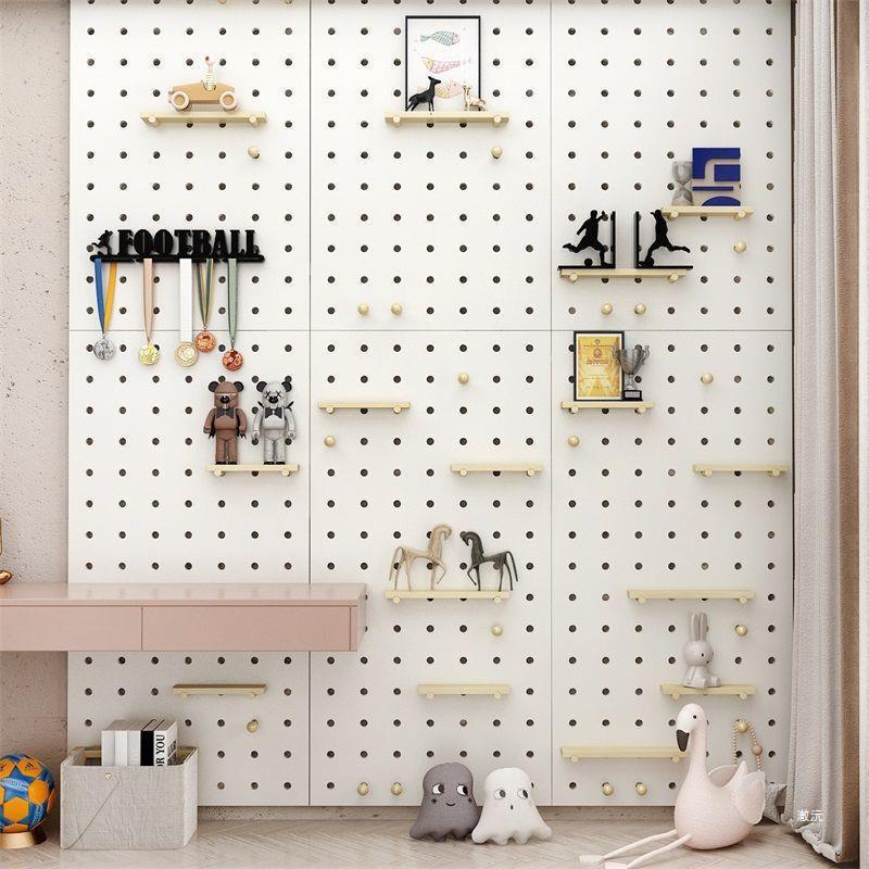 现做实木洞洞板墙上置物架玄关入户书架墙面壁挂板隔板储 直销