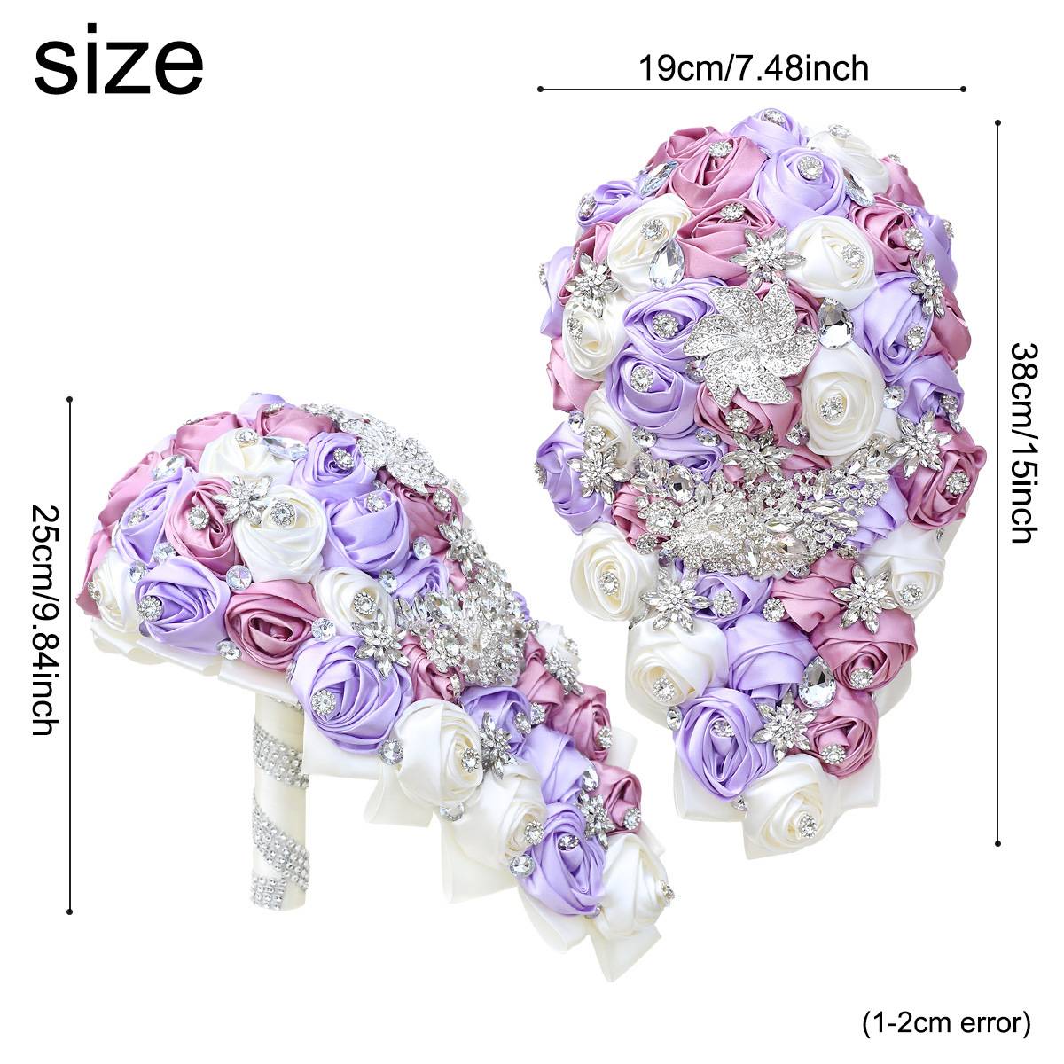 欧美结婚手捧花厂家玫瑰花水钻新娘伴娘团结婚教堂瀑布花束PB719A