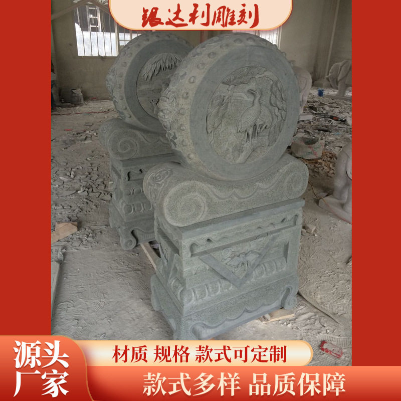 惠安石雕门墩汉白玉仿古抱鼓石门口狮子石鼓酒店门鼓石头墩摆件