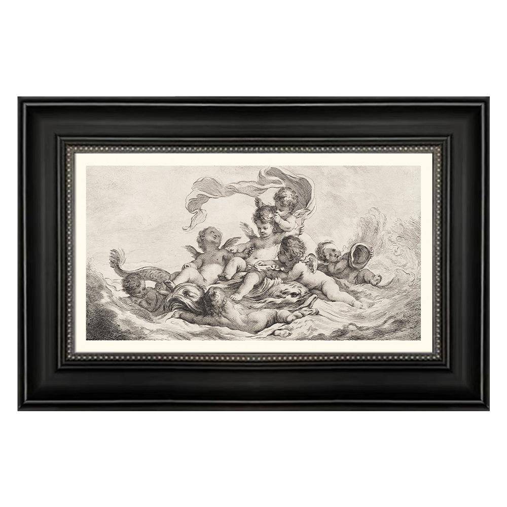 欧壁式客厅装饰画法式复古餐YZL厅玄关走廊挂画素描天使艺术画画图片