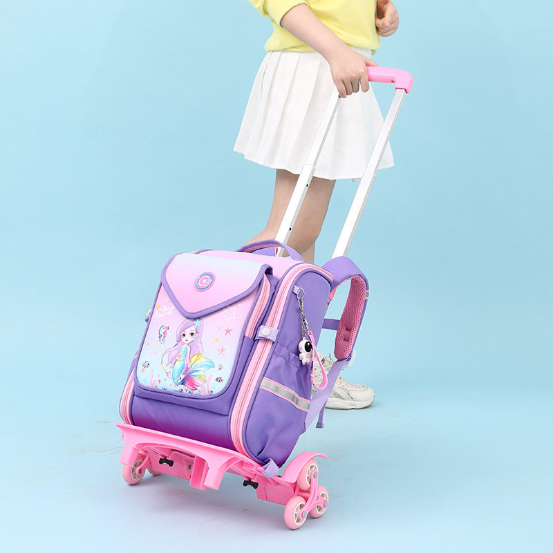 自然鱼拉杆书包小学生女童防泼水