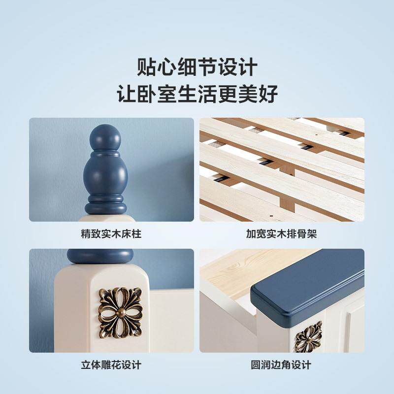 单美式童床男男孩男童床青少114年床现代简约1.2儿m生双人床实木
