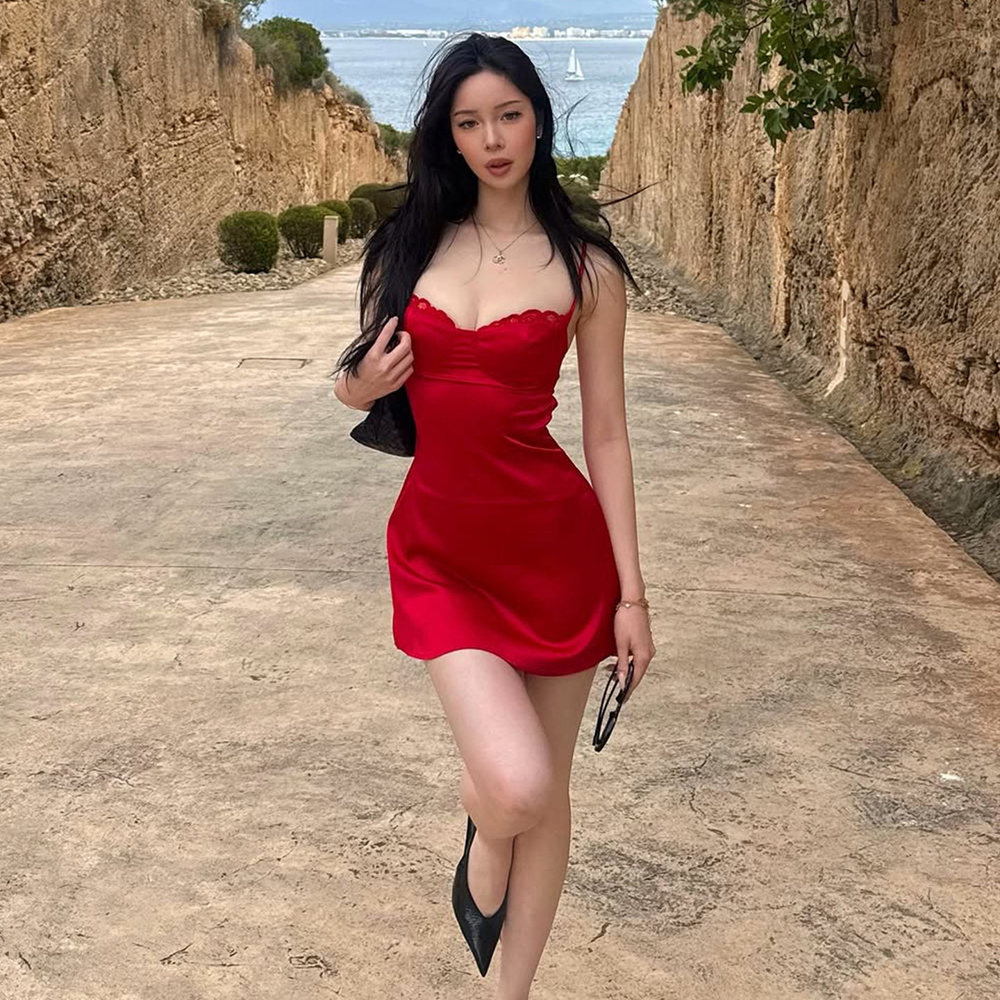 跨境欧美女装2026秋款纯色吊