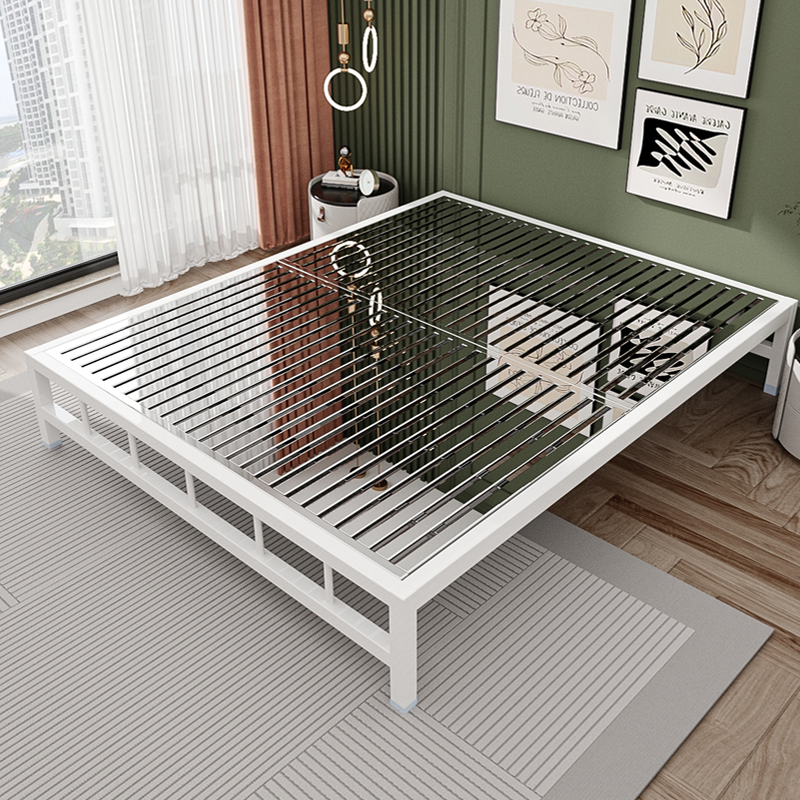 304不锈钢床榻榻米加厚单人1.5/1.8M双人圆腿非铁艺钢架床架定制