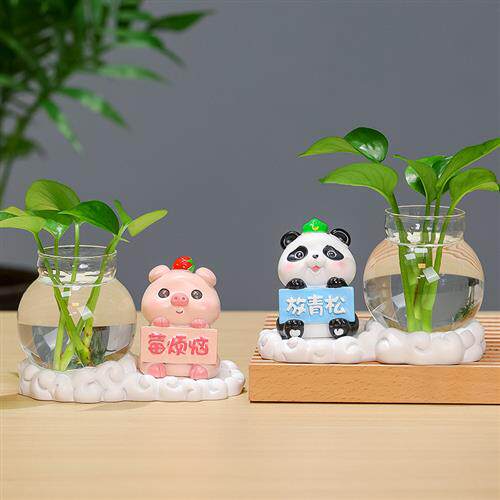 水培摆件莫生气办公室中式家居桌面装饰绿植花瓶室内高级感小摆件