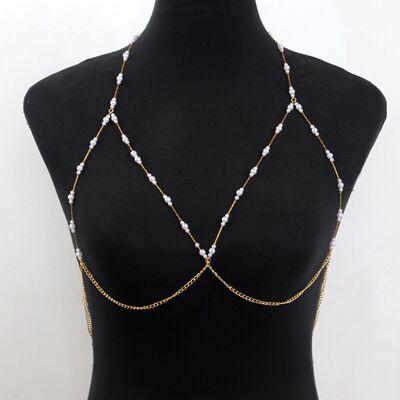 珍珠链条胸链饰品女 时尚性感网红辣妹吊带配饰 夜店身体链子纯欲